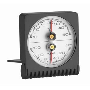 TFA Thermometer-Hygrometer met standaard (zwart - vierkant)