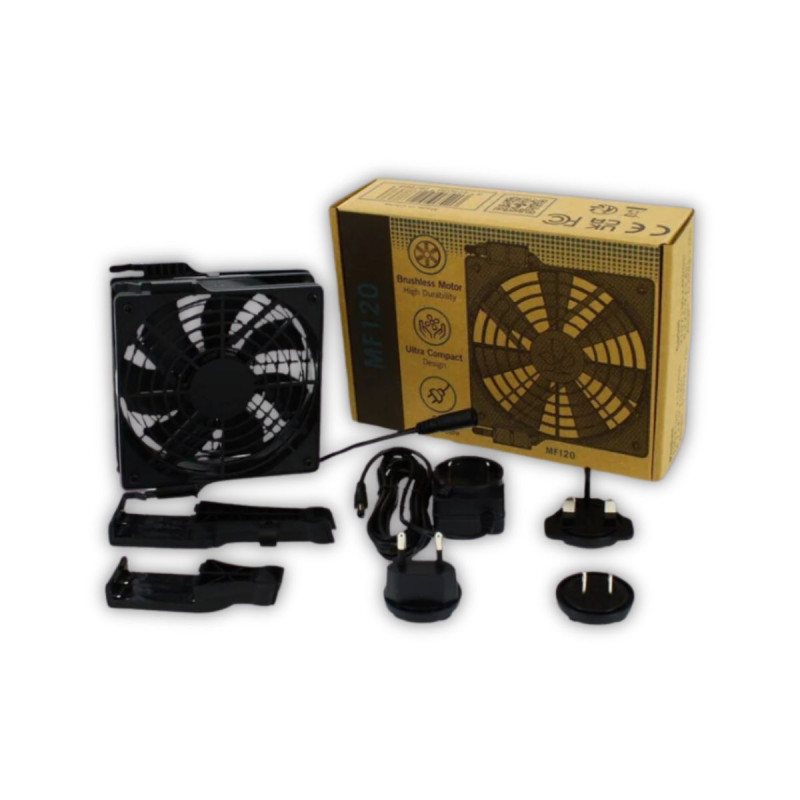 Secret Jardin MF120 Monkey Fan 24 Volt 4 MF120 packing and parts