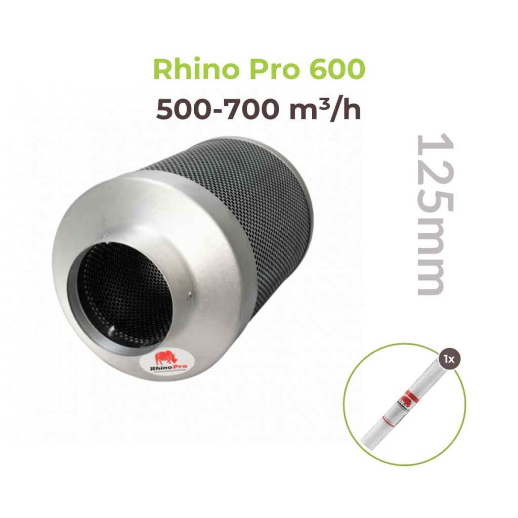 Rhino Pro Carbon Filter 600m³ 125mm 40H 1 Rhino Pro Carbon Filter 600m³ 125mm 40H