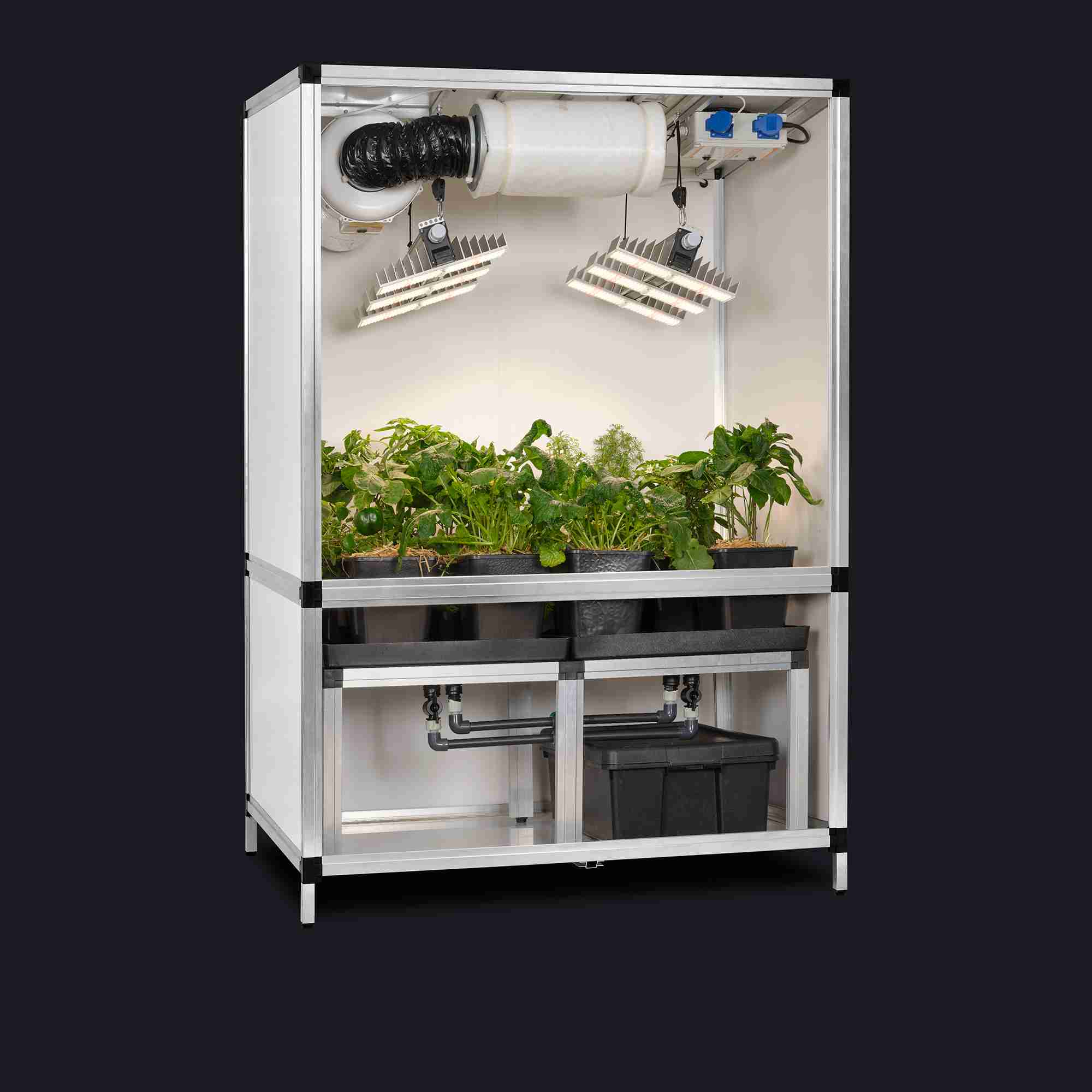 Bonanza Clima 1m2 met 2xSanlight 200W en 3in1 irrigatie 2 Bonanza Clima 1m² met 2xSanlight EVO 3-60 200W met 3in1 irrigatiesysteem